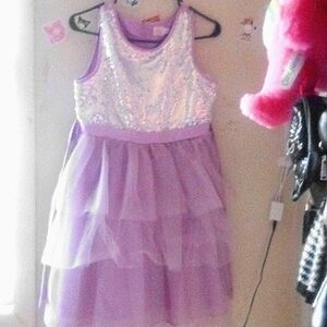 [NWT] avender Sequins Fluffy Bow Dress Purple